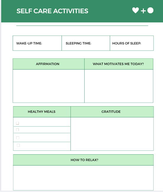 Self Care Planner