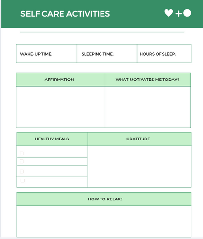 Self Care Planner